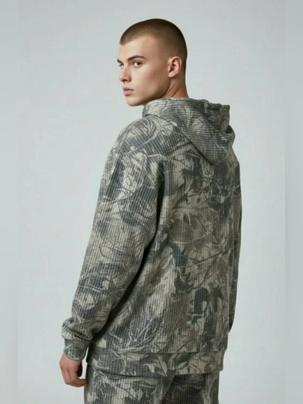 NEGATIVE SPACE: MEN'S: WAFFLE KNIT: CAMO: HOODIE: SIZE: XL: BRAND NEW